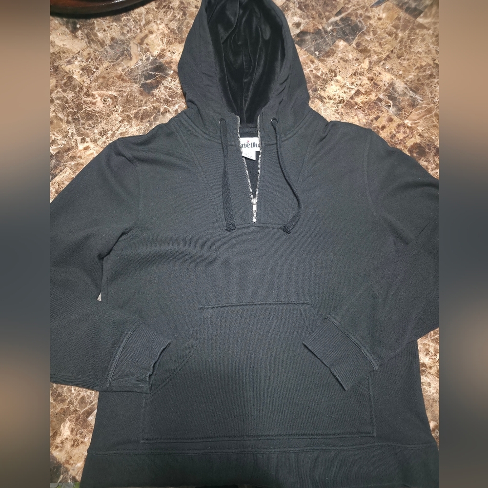 Tunellus Zip Hoodie Black Men's XL Cotton Blend Hooded Pockets Knit